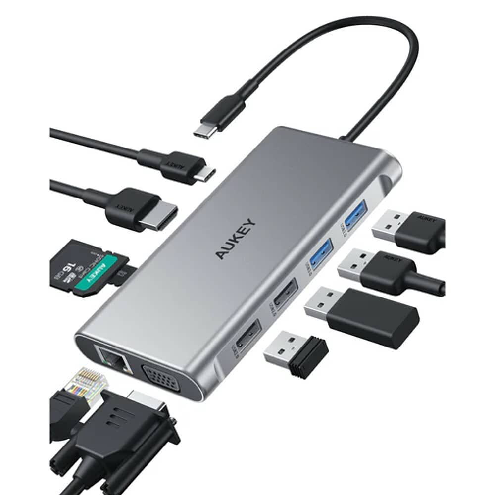 Aukey Hub 10 En 1 Usb-c Gris - Cb-c89 image number 0.0