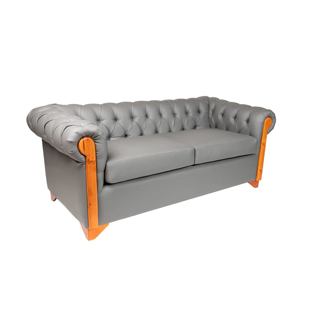 Sofa Chesterfield Ecocuero Gris image number 1.0