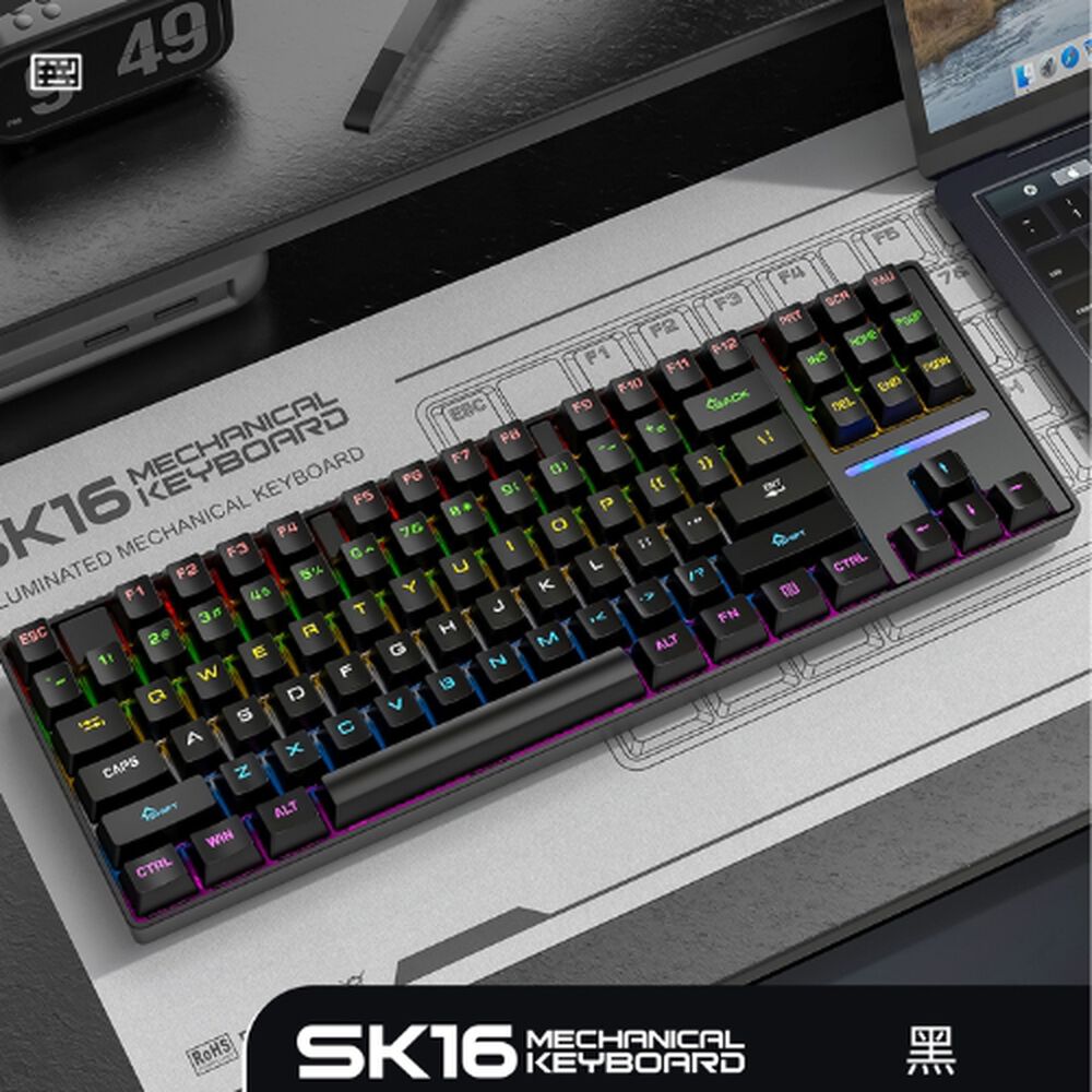 Teclado Gamer Sk16 Qwerty Con Luz Rgb 87 Teclas Mecanico image number 3.0