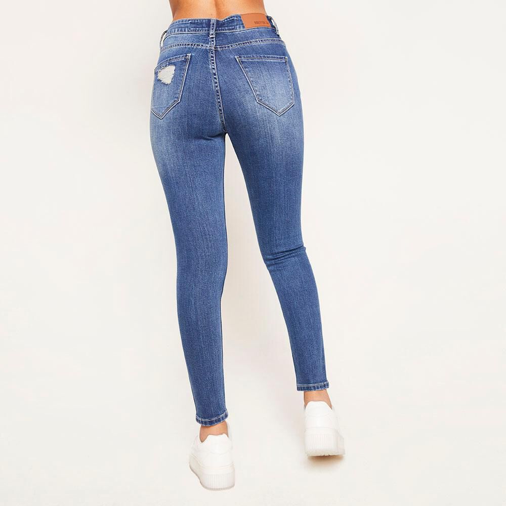 Jeans Tiro Alto Super Skinny Con Roturas Mujer Rolly Go image number 2.0