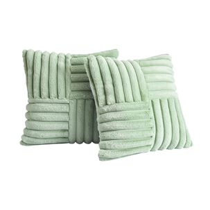 Pack De 02 Fundas De Coj&iacute;n Pelo De Conejo De Imitaci&oacute;n 45x45 Verde