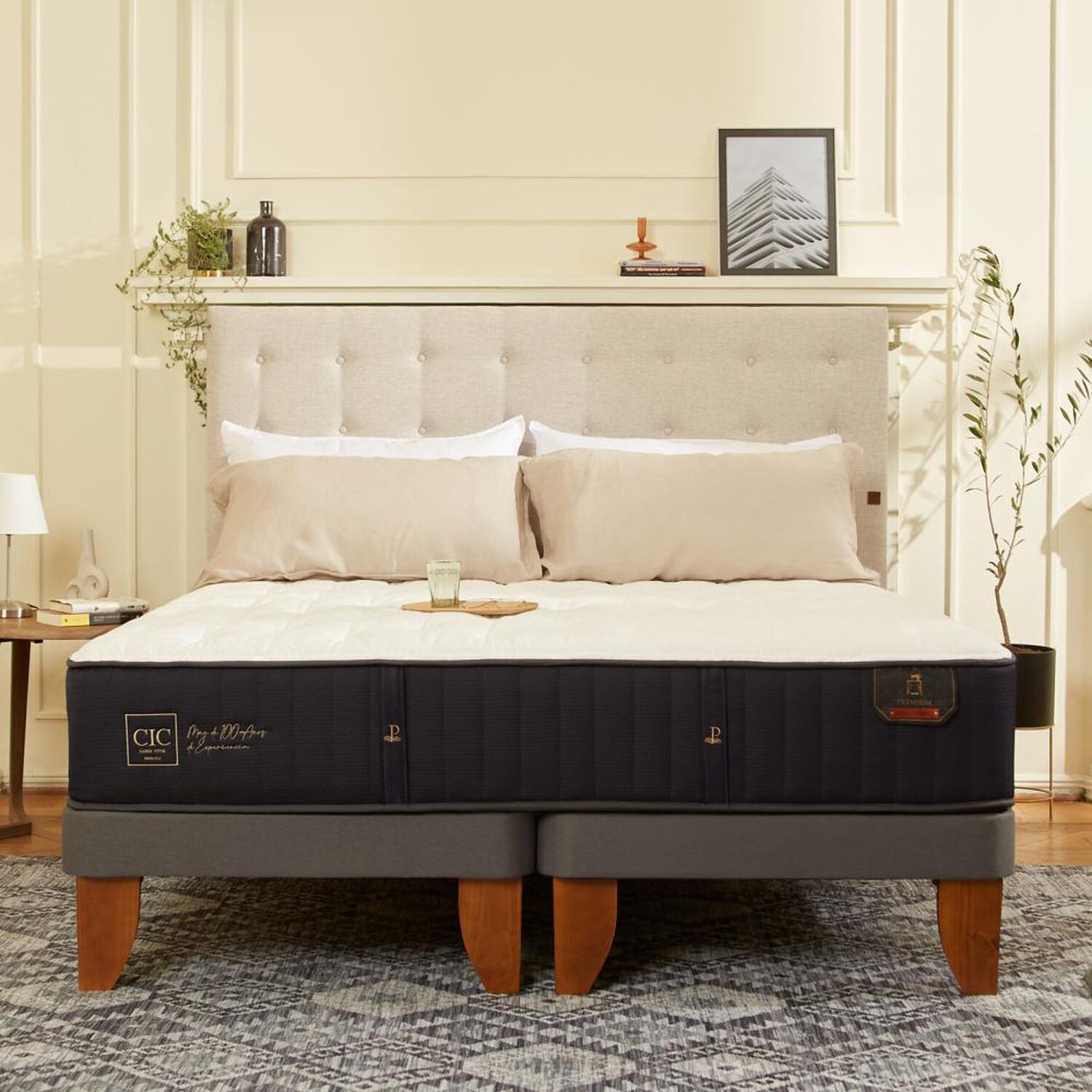 Cama Europea Cic Premium / 1.5 Plazas / Base Normal + Set De Maderas image number 5.0
