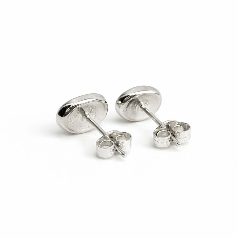 Aros N&aacute;car Ovalado Plata 950 Tornillo Mariposa Mujer Elegantes Piedra Blanca image number 1.0
