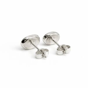 Aros N&aacute;car Ovalado Plata 950 Tornillo Mariposa Mujer Elegantes Piedra Blanca