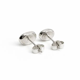 Aros N&aacute;car Ovalado Plata 950 Tornillo Mariposa Mujer Elegantes Piedra Blanca
