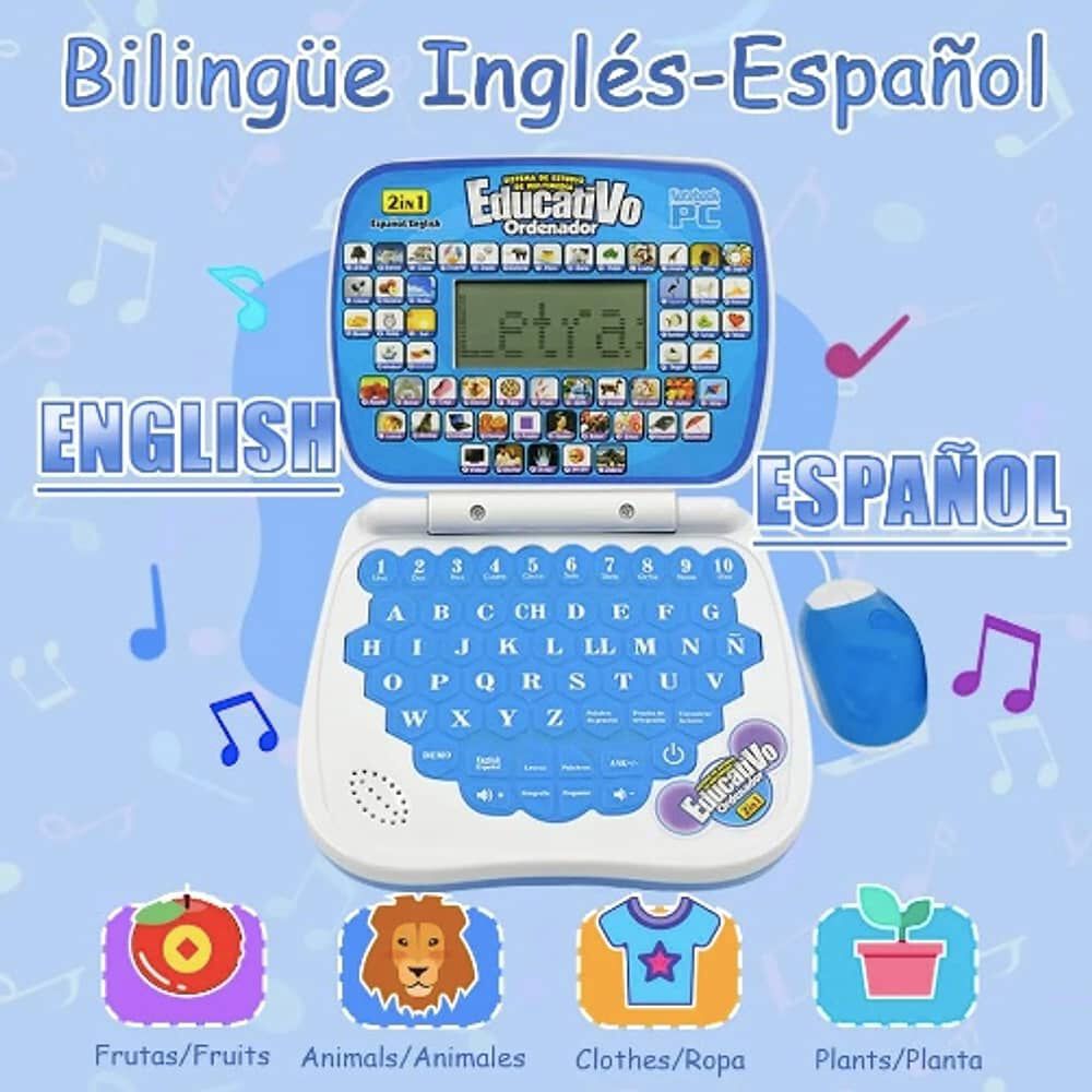 Computador Did&aacute;ctico Interactivo Para Ni&ntilde;os Espa&ntilde;ol-ingles Azul image number 3.0