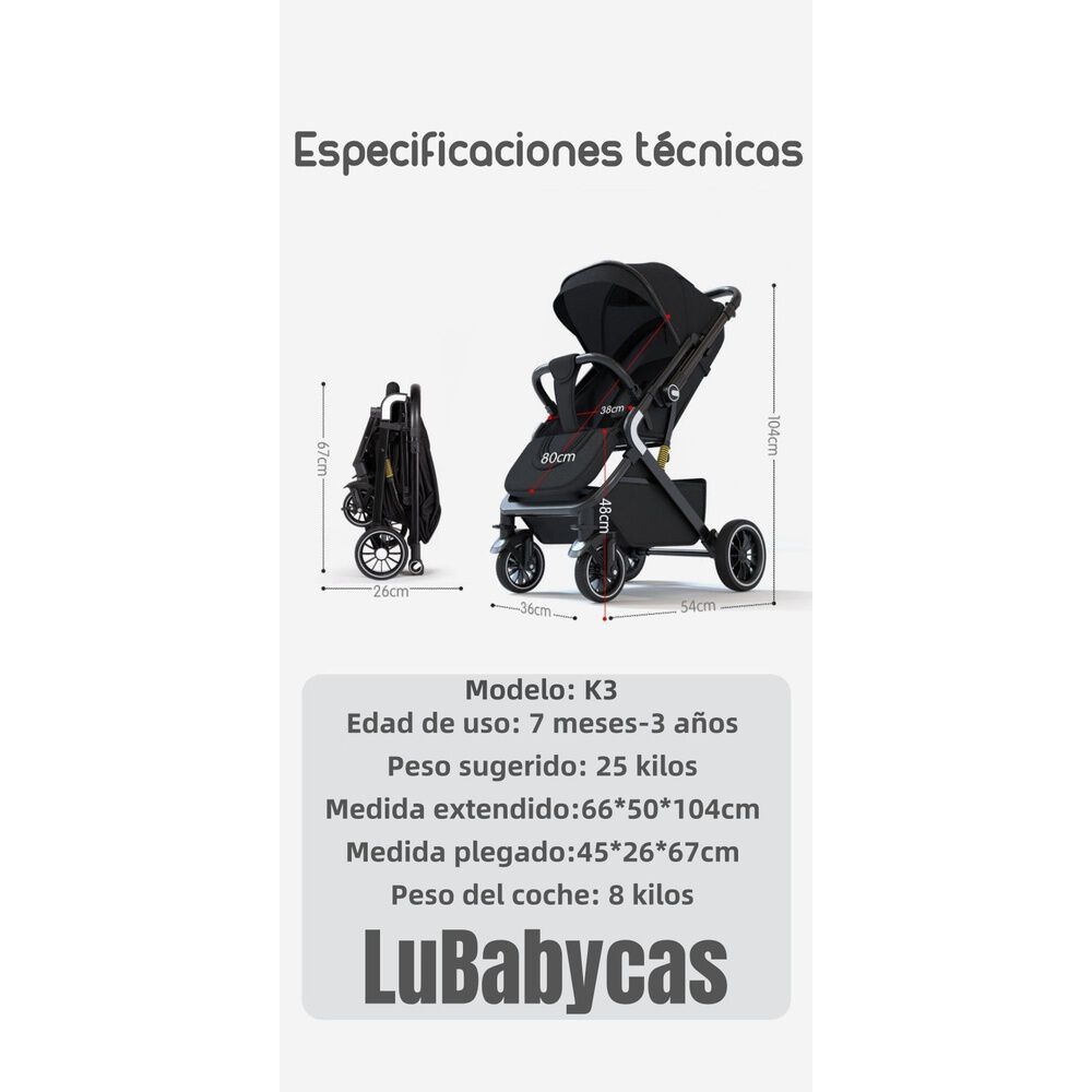Coche De Paseo Reversible Premium Lubabycas Rosado image number 0.0