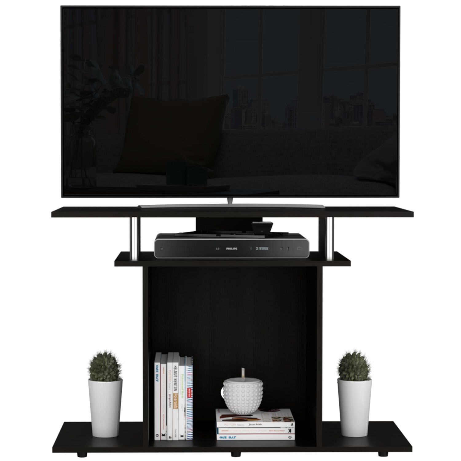 Rack Tv 40" Con Varias Repisas Fm-028w - Negro image number 2.0
