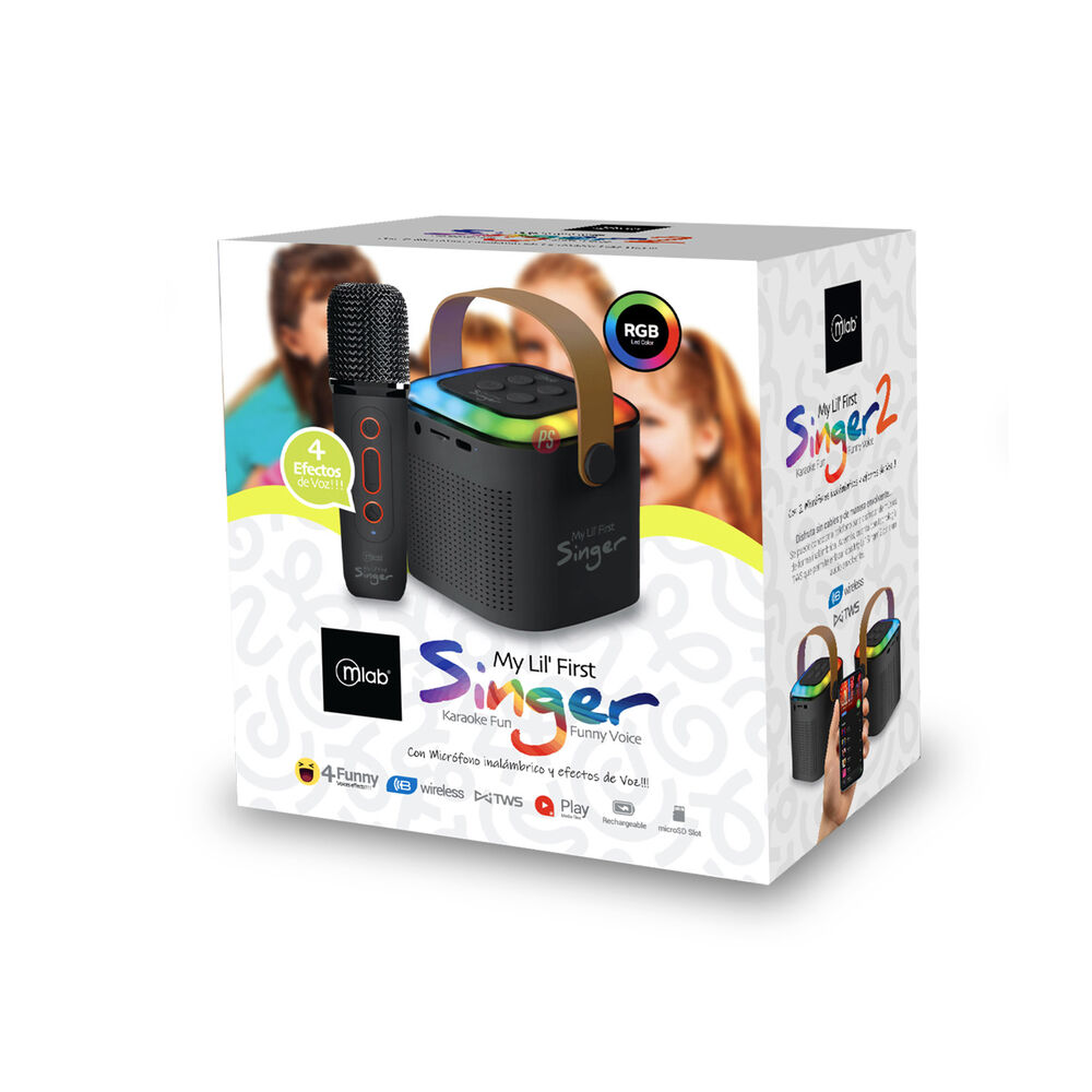 Parlante Karaoke Rgb Con Micr&oacute;fono Inal&aacute;mbrico Negro - Ps image number 3.0