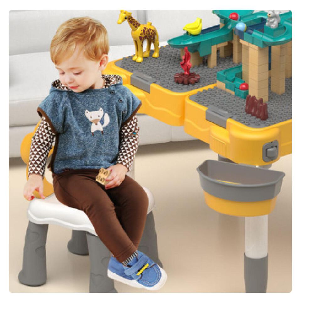 Juguete Mesa De Bloques Con Silla 168 Piezas Accesorios image number 3.0