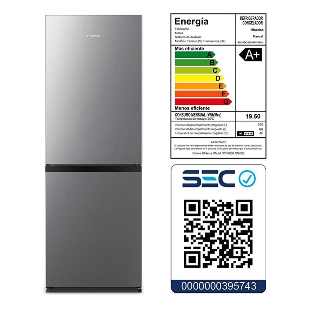 Refrigerador Bottom Freezer Hisense RD-29DC / Frío Directo / 225 Litros / A+ image number 11.0