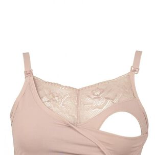 Sosten Lactancia Semi Encaje Algodón Beige 2rios