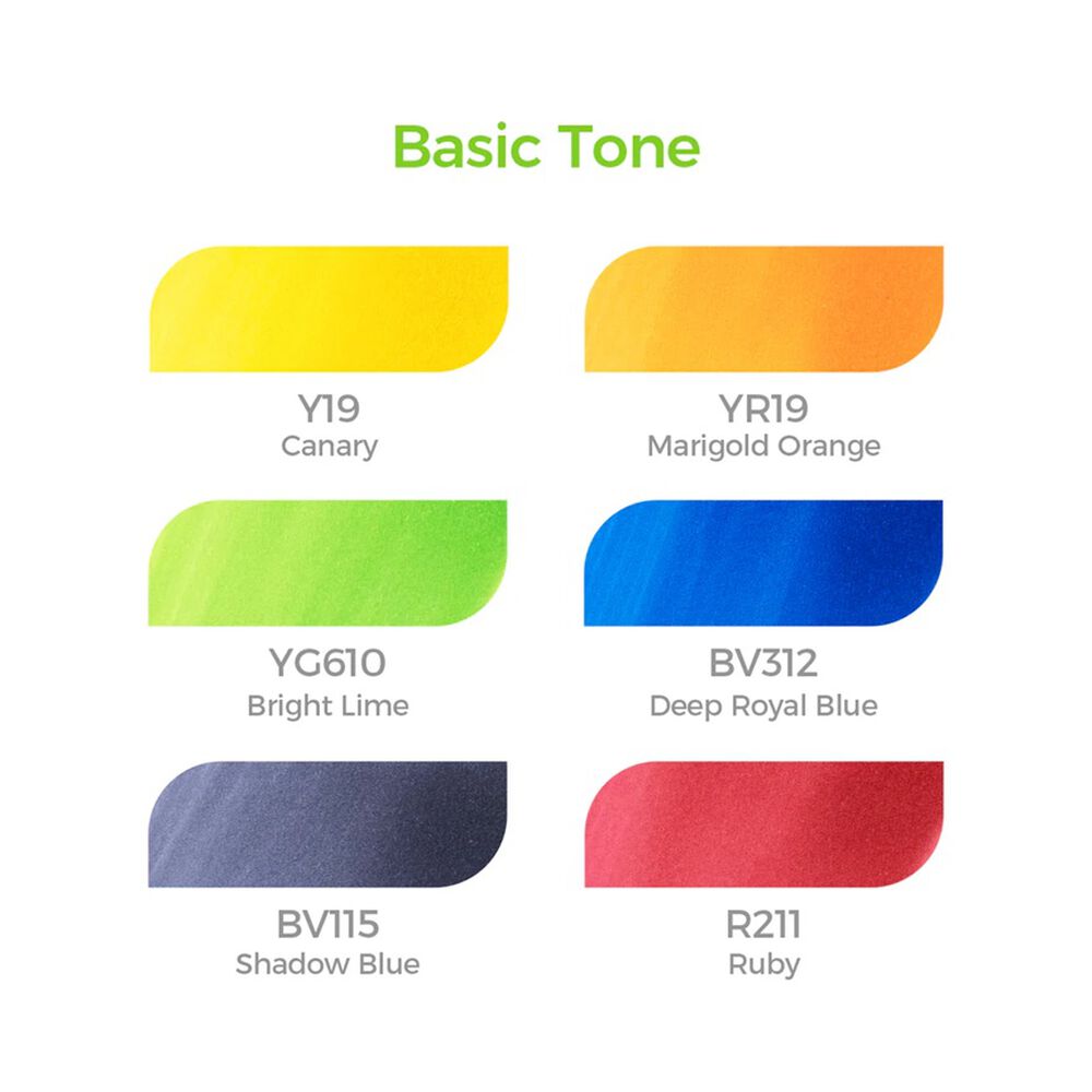 Ohuhu Pack 6 Marcadores De Alcohol Basicos Pincel & Biselada image number 1.0