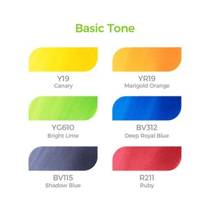 Ohuhu Pack 6 Marcadores De Alcohol Basicos Pincel & Biselada