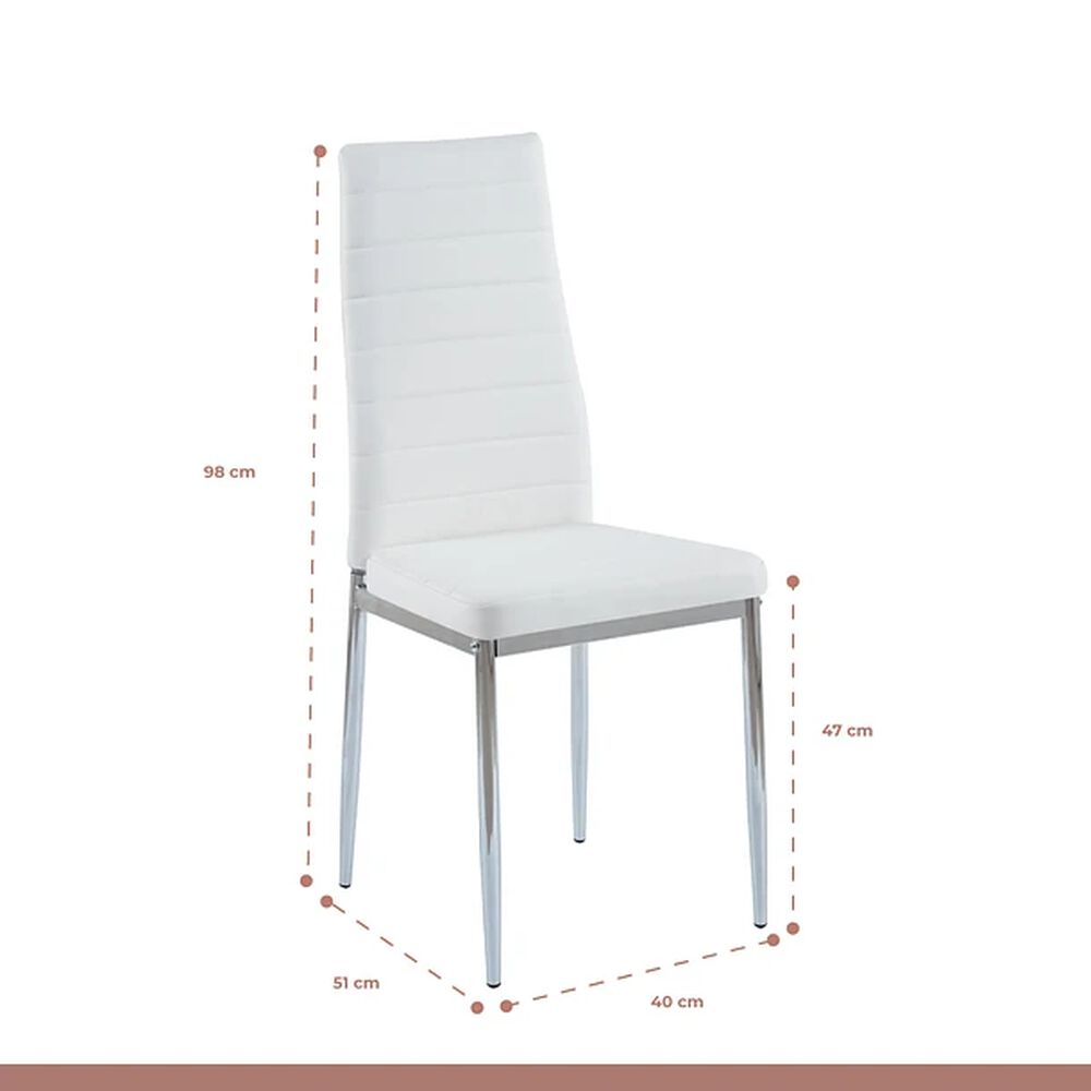 Comedor Mesa Eames 80cm Redonda Vidrio + 4 Sillas Dining Liana Acolchadas - Blancas image number 4.0