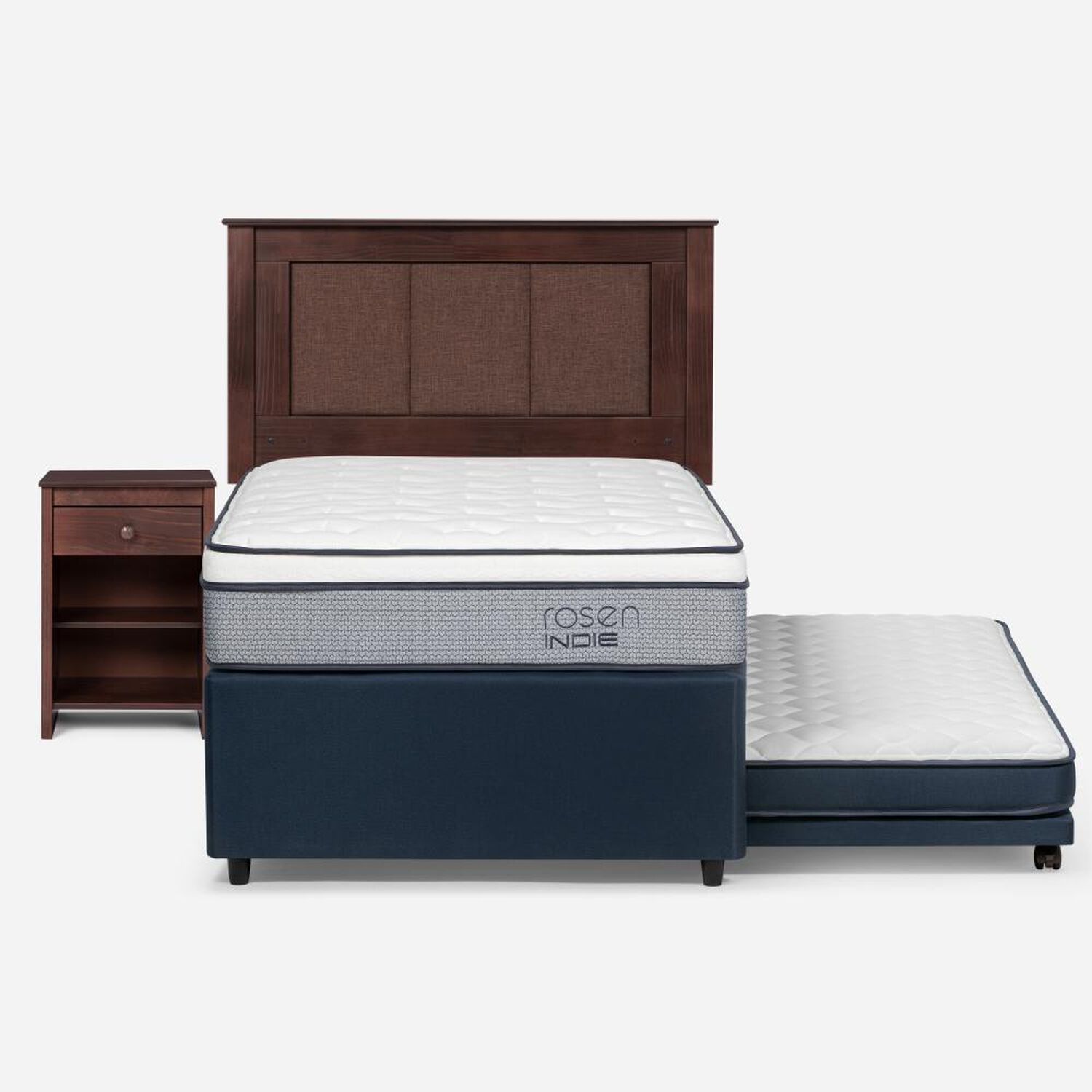 Cama Nido Rosen Indie / 1.5 Plazas / Base Normal + Set De Maderas Rachel image number 0.0