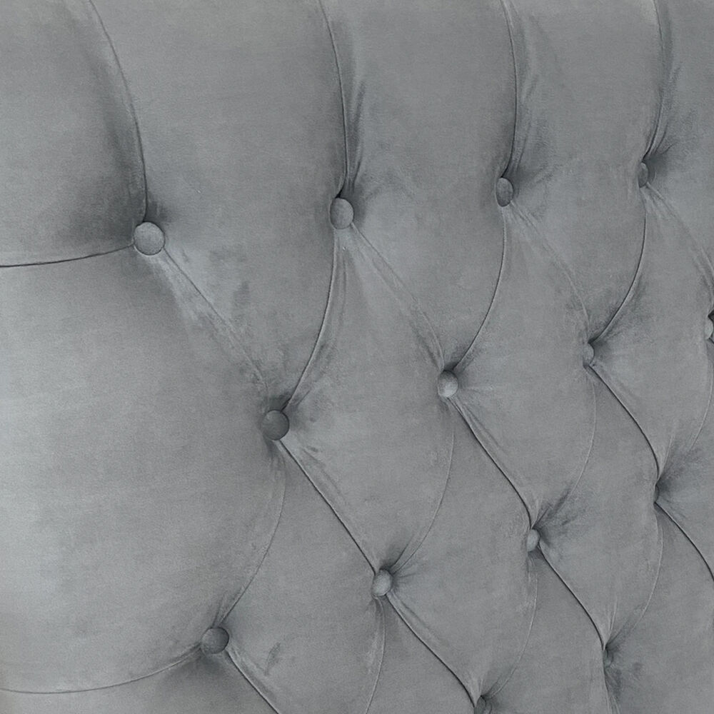Respaldo De Cama Capitoné Premium Felpa Gris Plata Queen image number 2.0