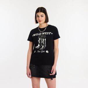 Polera Print Western Manga Corta Cuello Redondo Mujer Rolly Gp