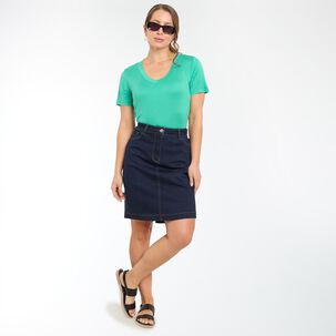 Polera Lisa Con Tajali Al Costado Manga Corta Cuello V Mujer Geeps