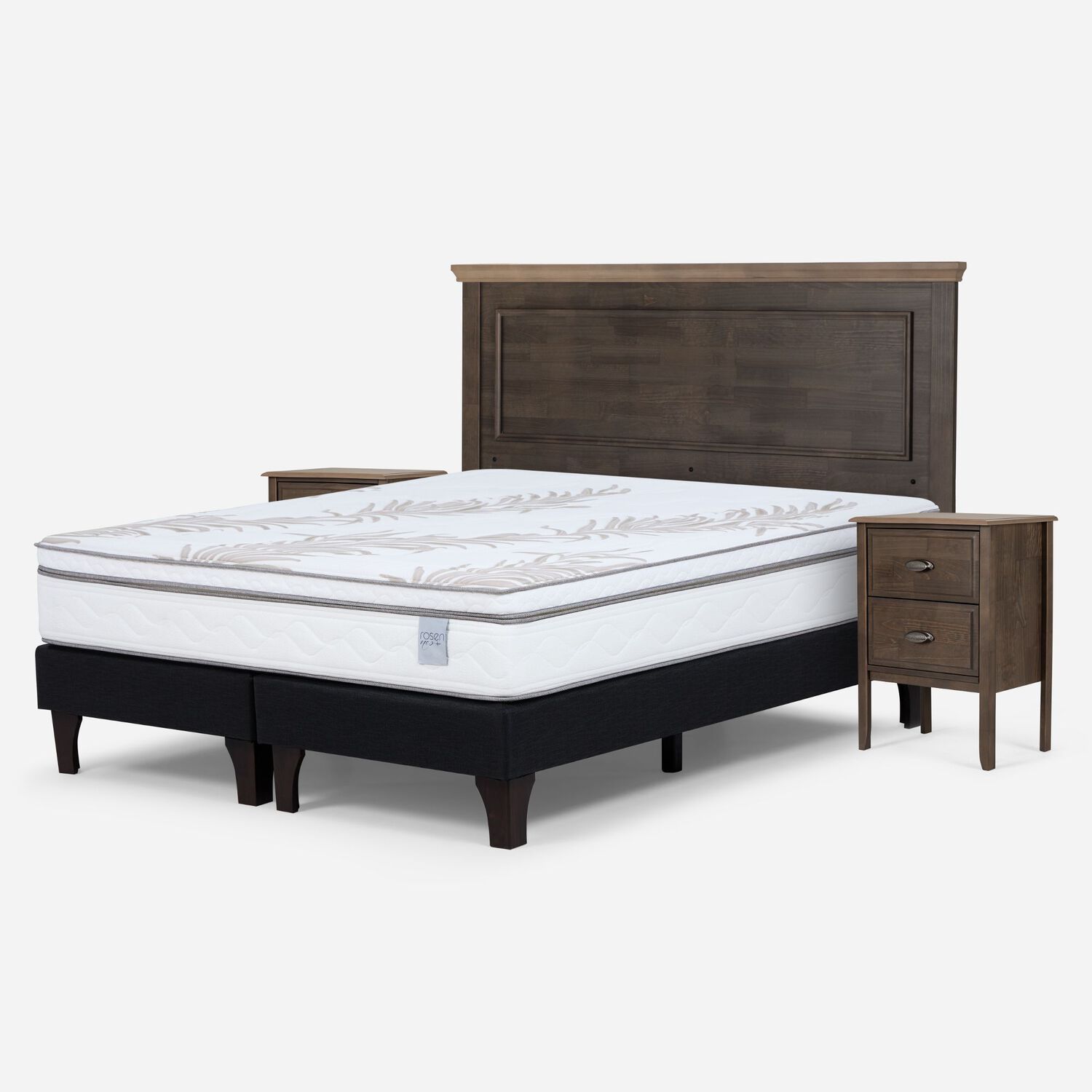 Cama Europea Rosen Neo Plus + Muebles Anna / 2 Plazas / Base Normal + Set De Maderas image number 1.0
