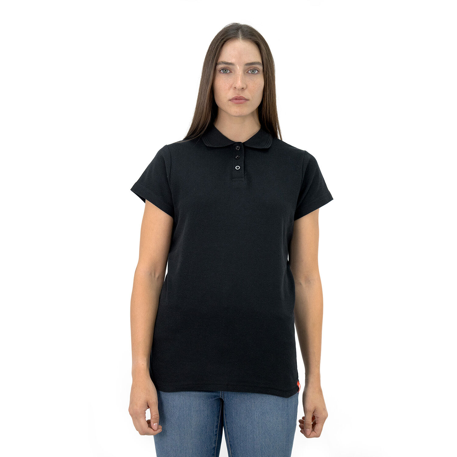 Polera Pique Quebec Manga Corta Negro Mujer image number 0.0