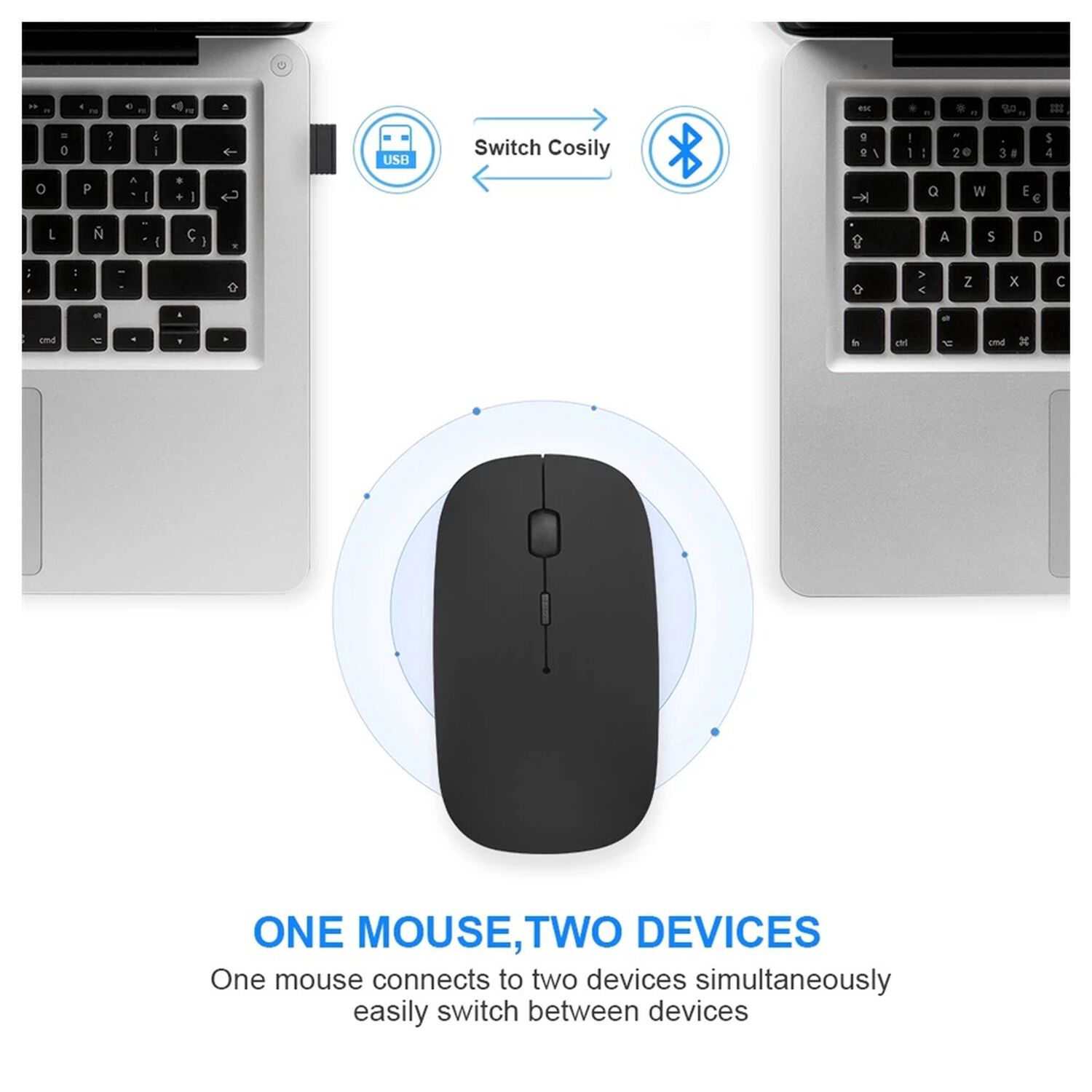 Mouse Inal&aacute;mbrico Dual Bluetooth + Usb 2g Recargable Rgb Bk image number 4.0