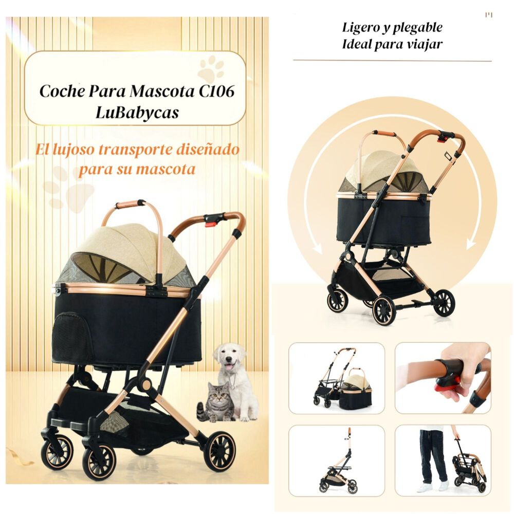 Coche Para Mascotas Premium 2 En 1 C106 Rosado Lubabycas image number 3.0
