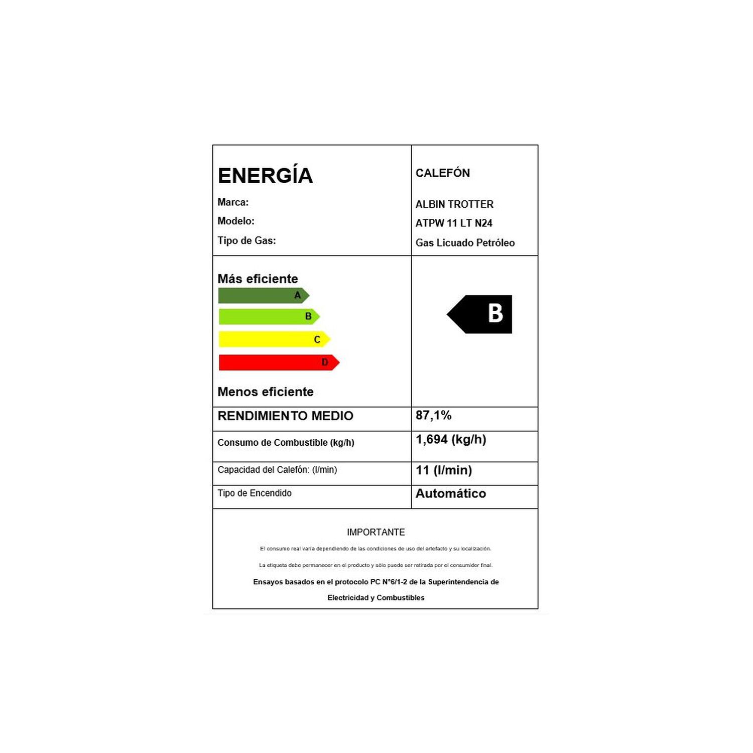 Calefont Albin Trotter 11 Litros Tiro Natural Gas Licuado 24 image number 13.0