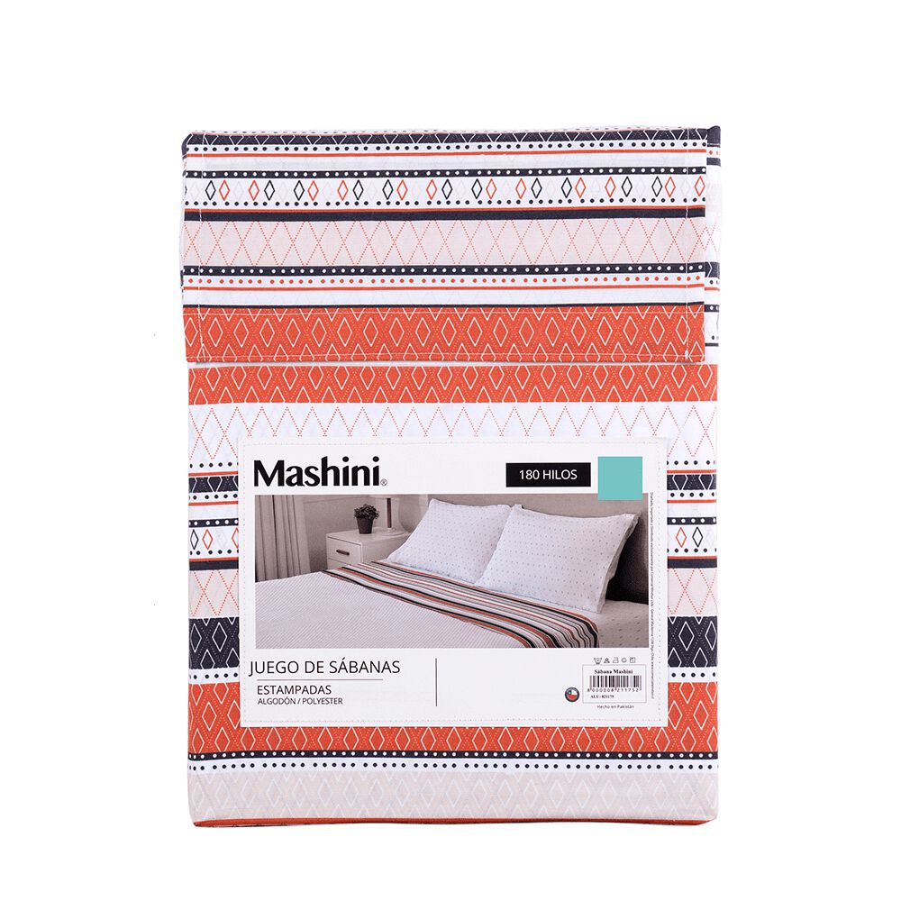 Sabana 180 Hilos Estampadas Mashini King Rombo image number 4.0