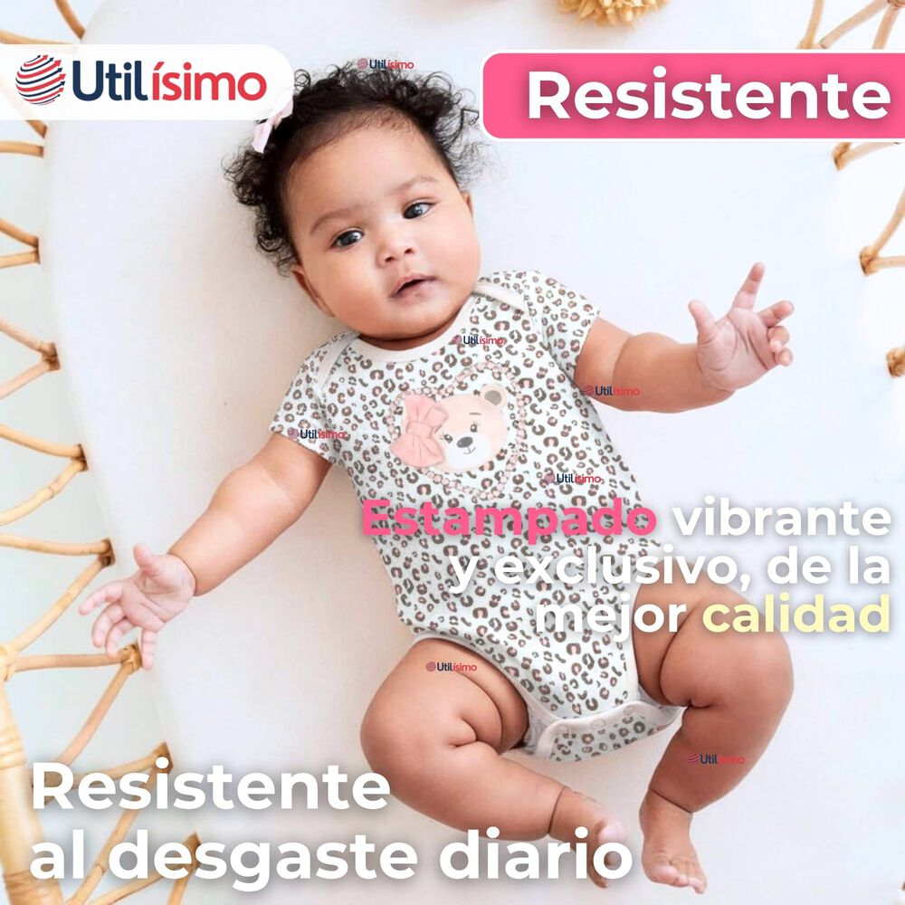 Pack 4 Bodys Niña Manga Corta Tedmimak 100% Algodón Baby Bear image number 6.0