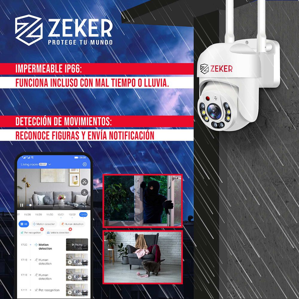 Pack X3 C&aacute;mara De Seguridad Wifi Impermeable Zeker 2mp 5g image number 4.0