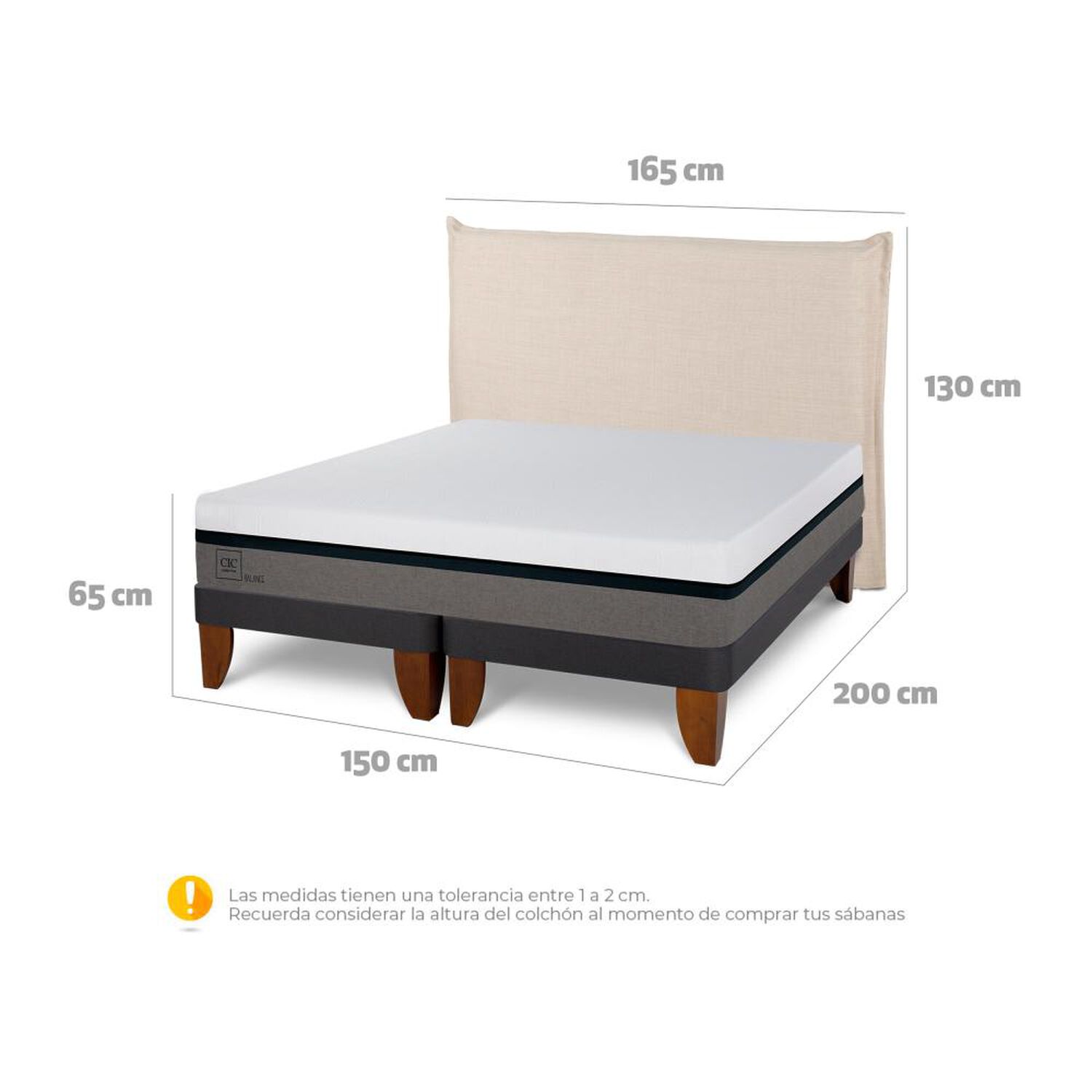 Cama Europea Cic Balance / 2 Plazas / Base Dividida + Respaldo image number 6.0