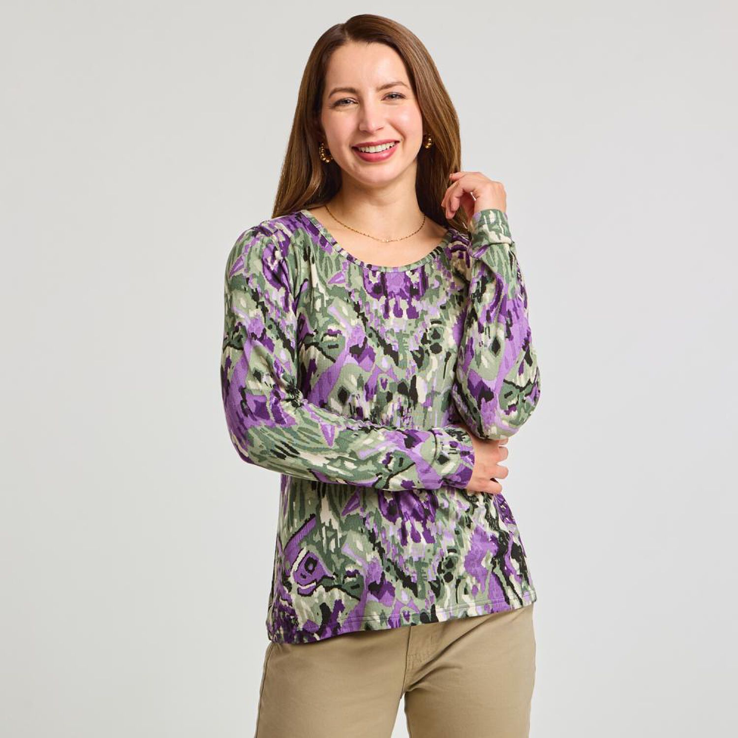 Sweater Print Regular Manga Larga Cuello Redondo Mujer Geeps image number 0.0