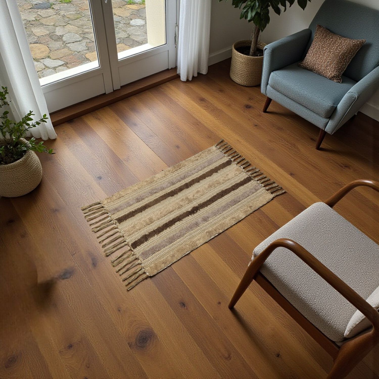 Bajada De Cama Bordada Kilim De Estilo Etnico 60x90cm Md76 image number 1.0