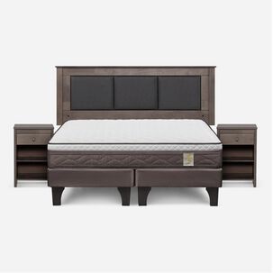Cama Europea Rosen New Style 4 Plus / 2 Plazas / Base Dividida  + Set Maderas Rachel Gris