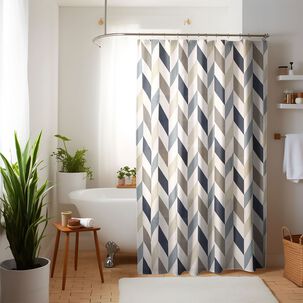 Cortina Para Ba&ntilde;o Nautica Home Poli&eacute;ster 180x180cm Dise&ntilde;o Multicolor