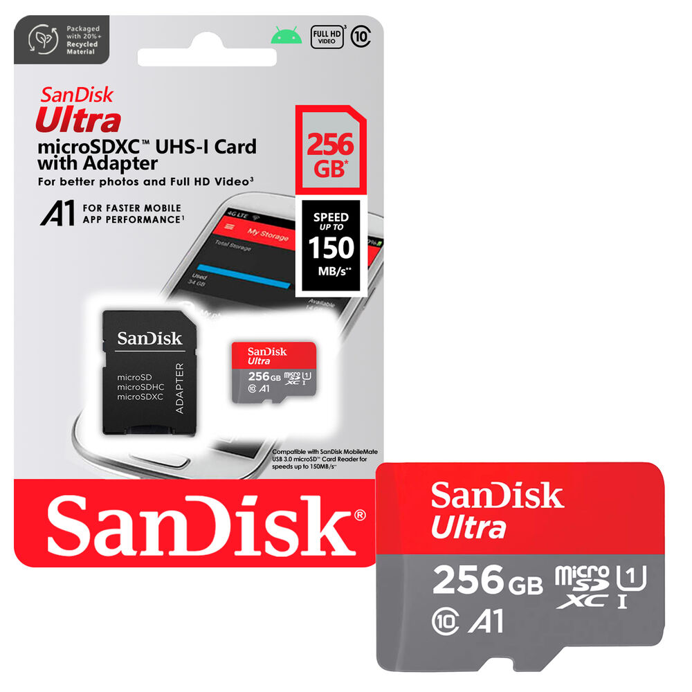 Tarjeta De Memoria Microsd Sandisk 256gb + Adaptador 150mb/s image number 0.0