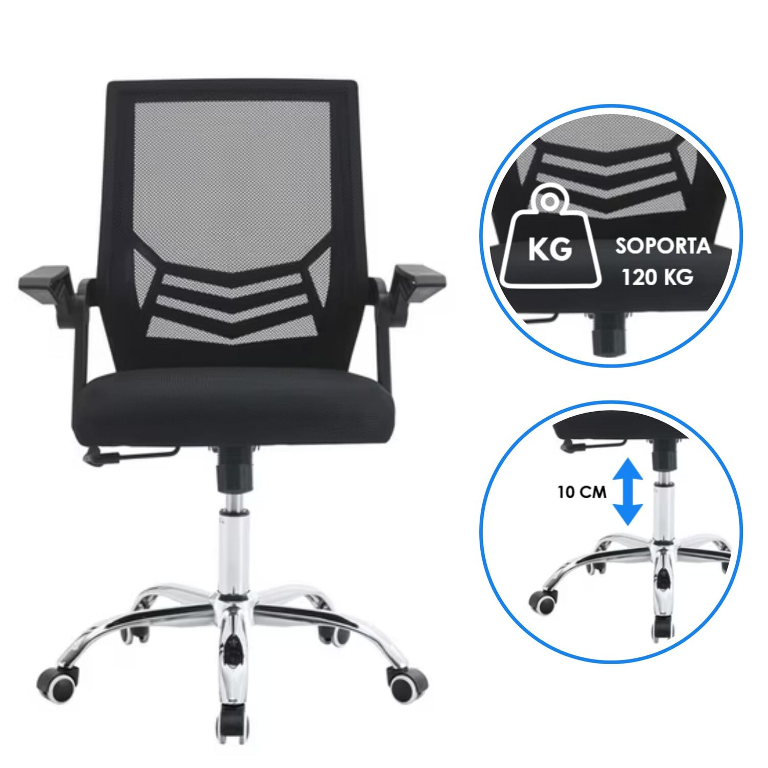 Silla De Oficina Ejecutiva Liverpool Ergonomica Color Negro Bm-813 Arthome image number 4.0