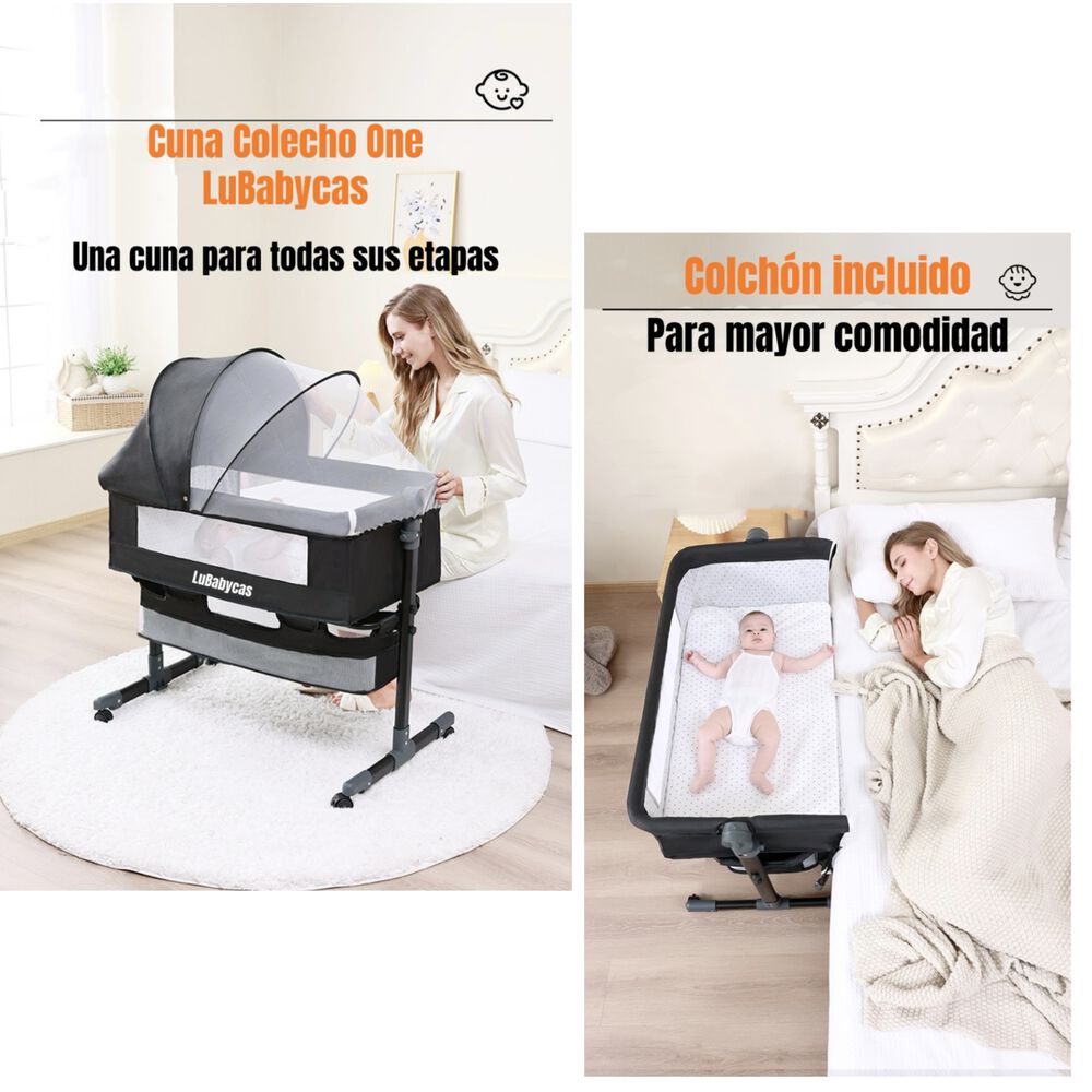 Cuna Colecho One Con Mosquitero Colchón Cafe Lubabycas image number 5.0