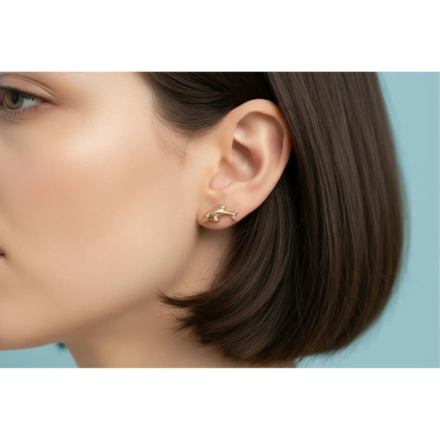Aros Abridores Delf&iacute;n 4x9mm Oro 14k Ni&ntilde;a Hipoalerg&eacute;nico Dorado image number 3.0