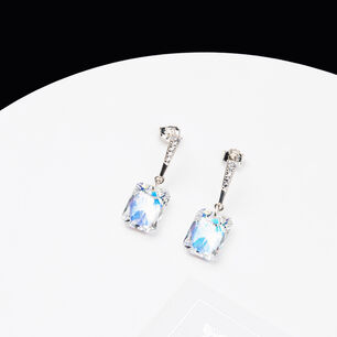 Aros Estefania Plata Italiana 925 Y Cristales Genuinos Aurora Boreal