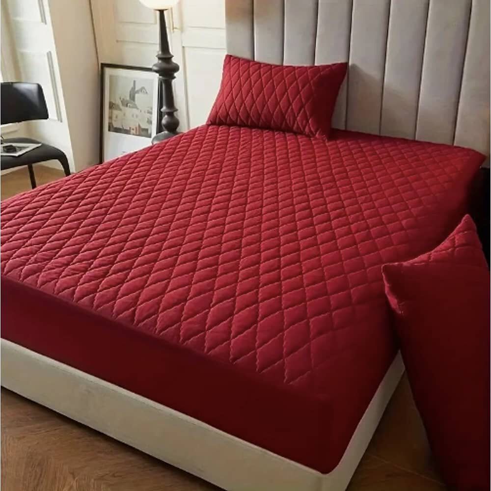 Cubrecolchon Impermeable 2 Plazas + Fundas Burdeo image number 3.0