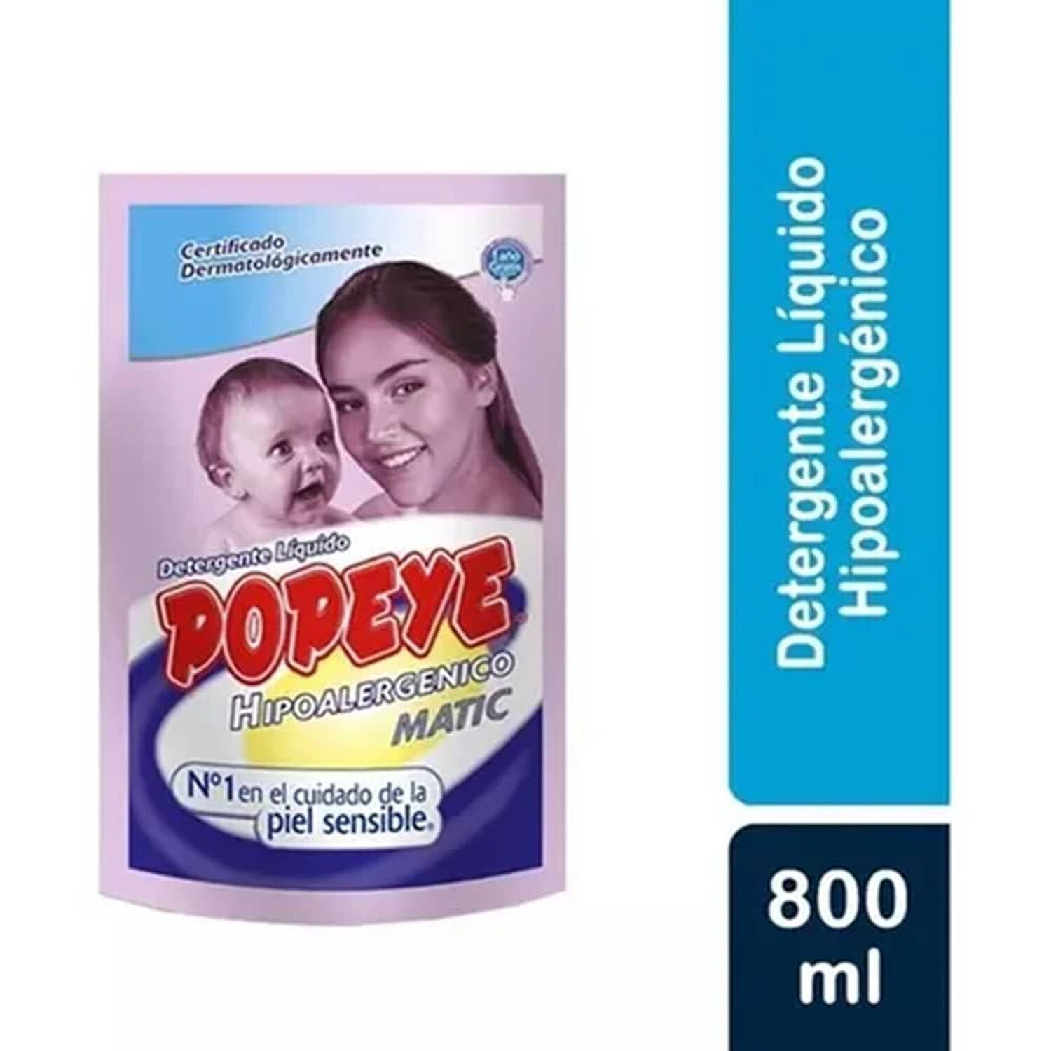 Detergente L&iacute;quido Popeye Hipoalerg&eacute;nico 800ml image number 0.0