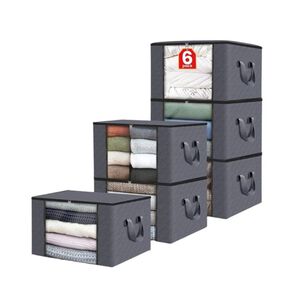 Organizador De Bolsas Almacenamiento De Ropa Gris 6 Unidades