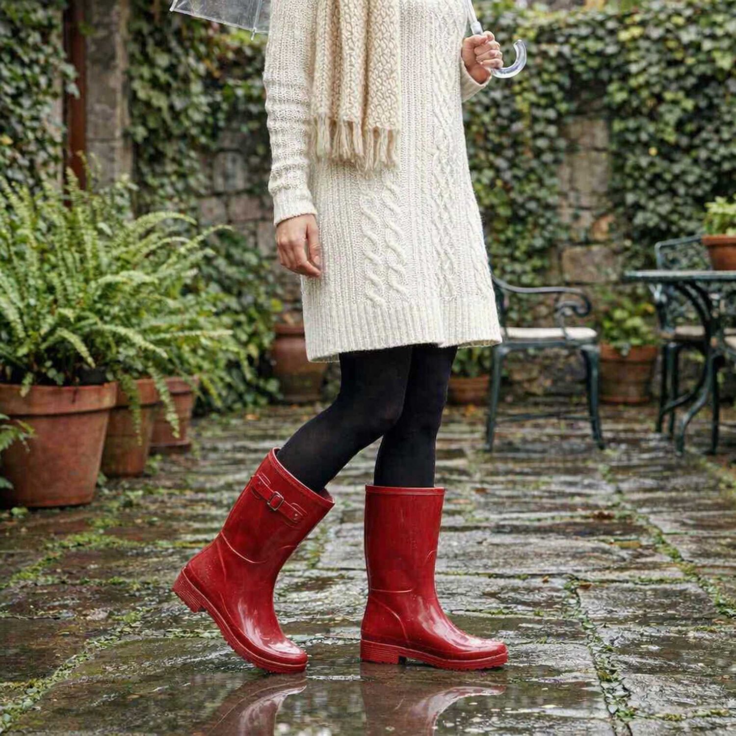 Bota De Agua Con Polar Cressida Rojo Alquimia image number 4.0