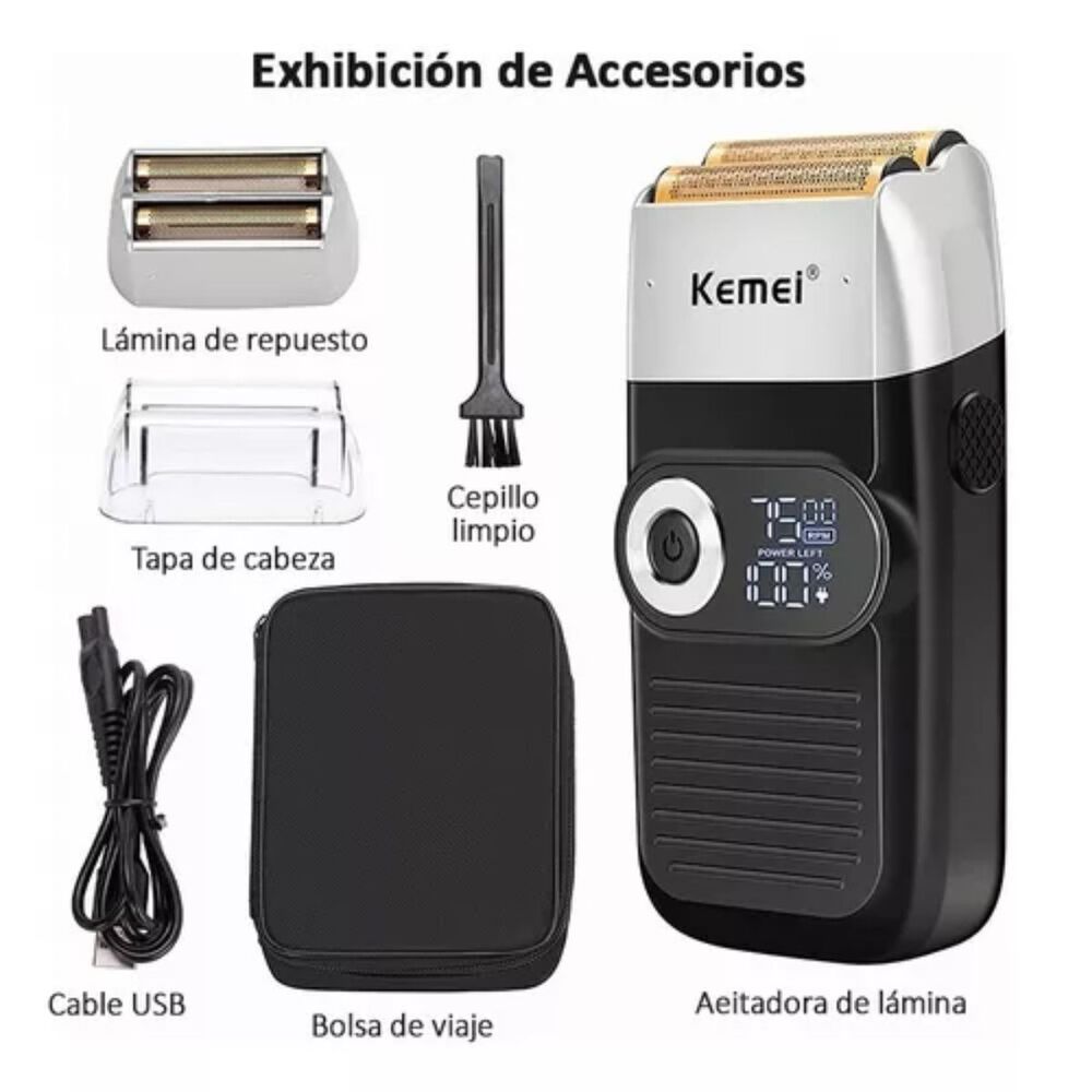 Máquina Afeitadora Kemei Modelo Km-2026 Negra image number 1.0