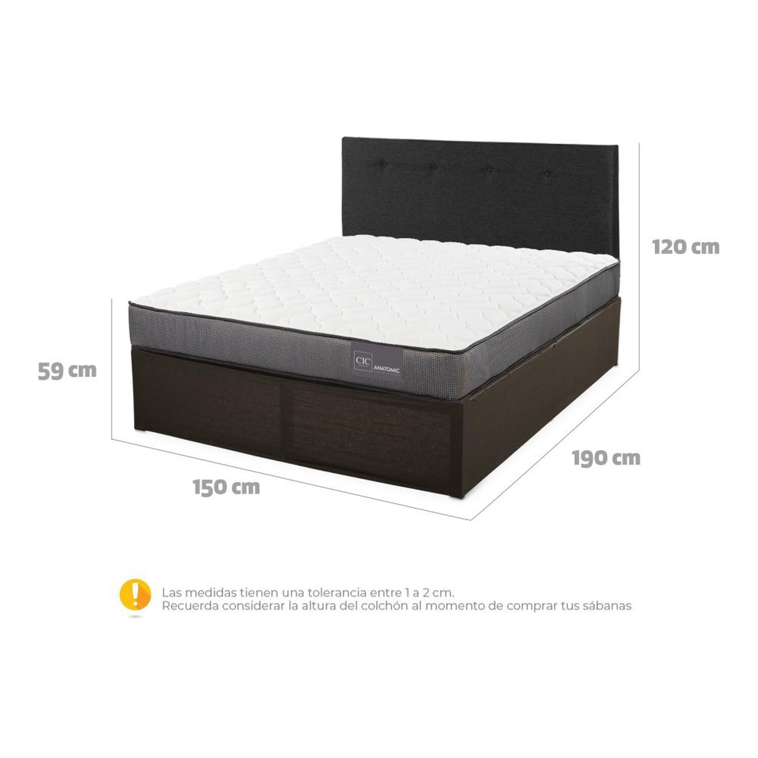 Cama Met&aacute;lica Cic Iron Smart Anatomic / 2 Plazas / Base Normal image number 4.0