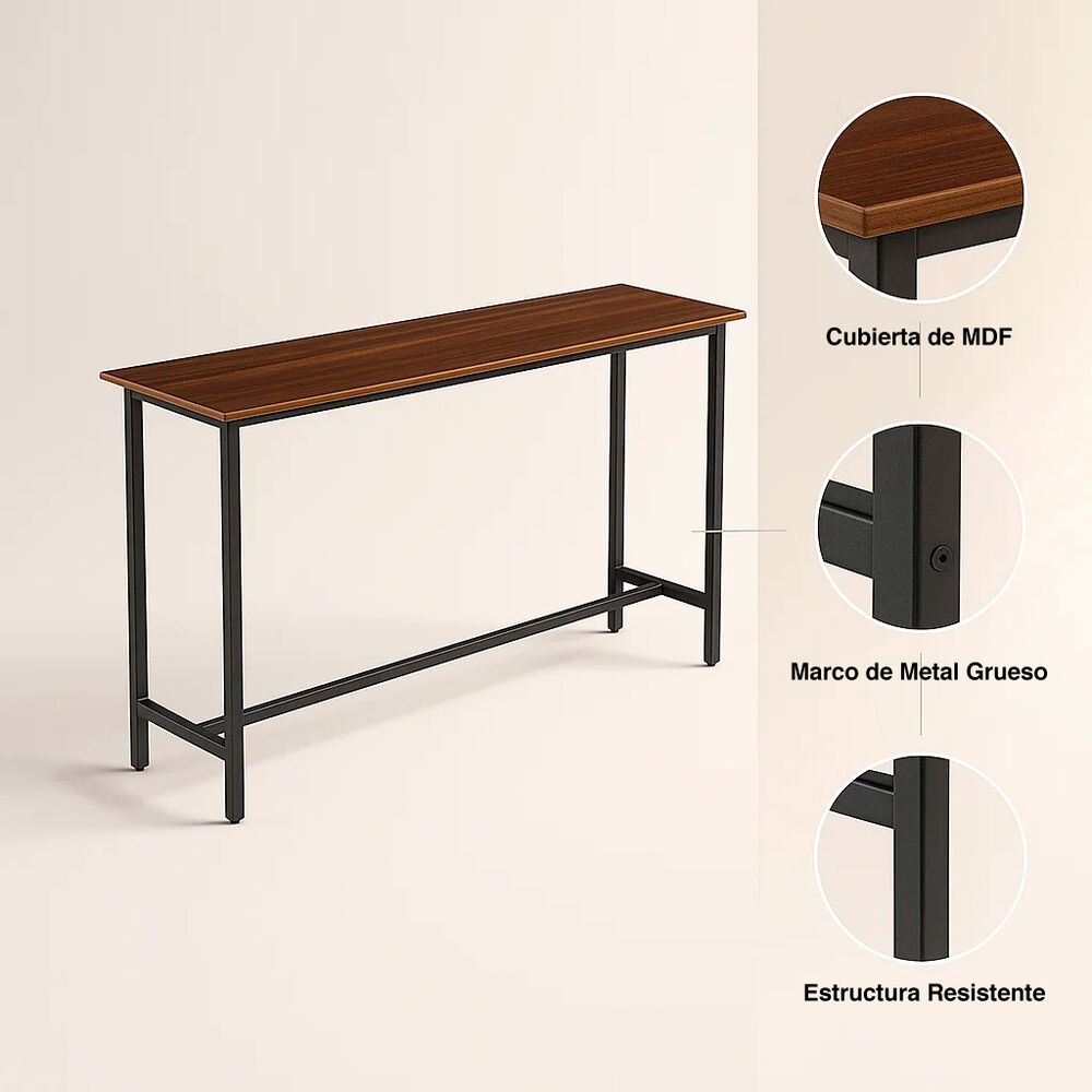 Mesa De Arrimo O Bar Alta Rustik - Madera Oscura Walnut image number 4.0