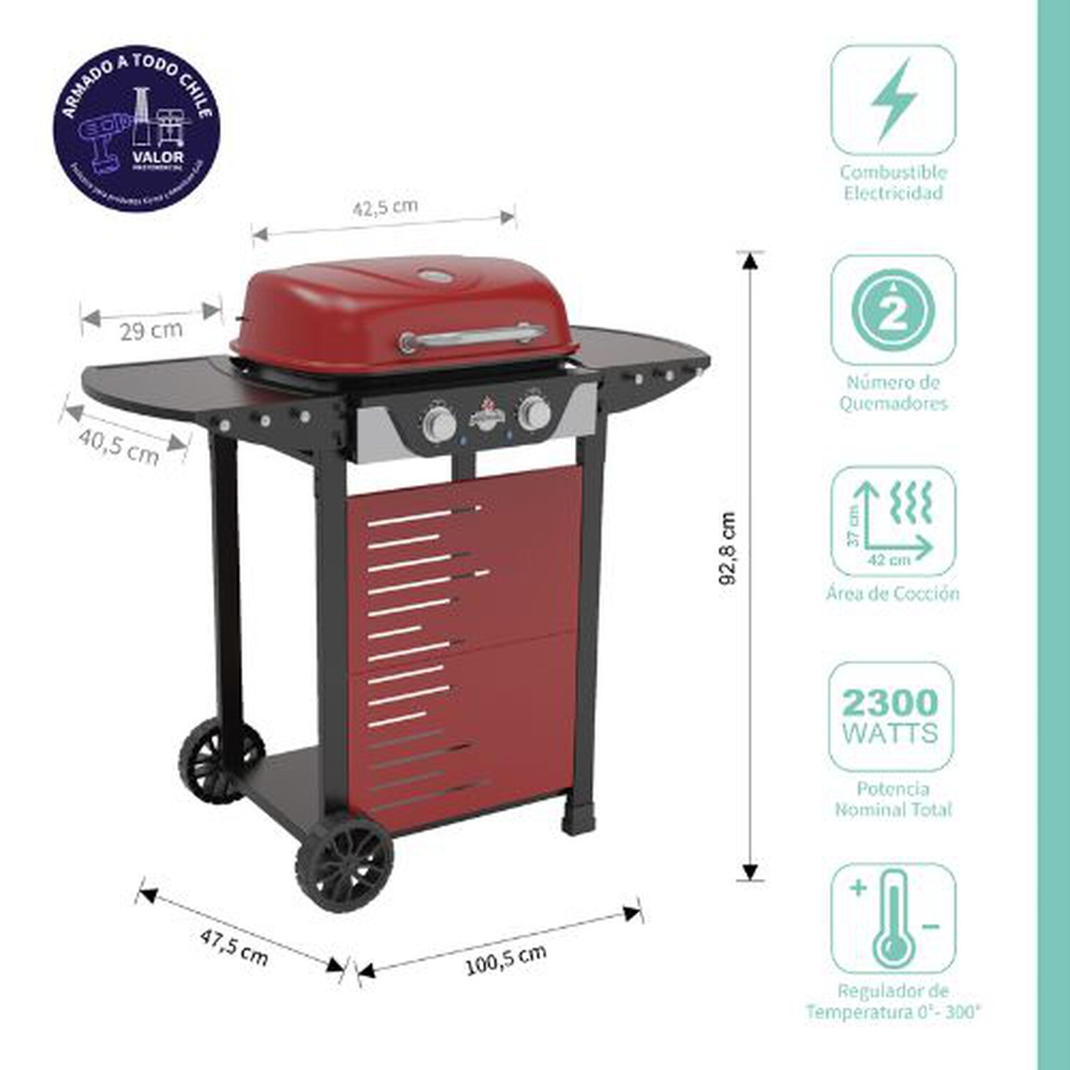 Parrilla Exterior Electrica Manhattan E2b Red image number 1.0