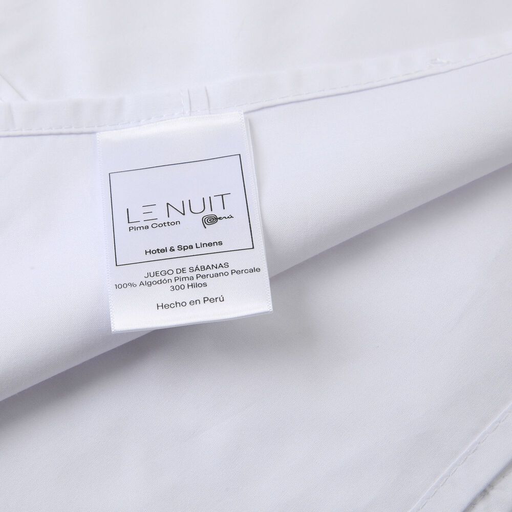 Sábanas King 300 Hilos Algodón Pima Peruano Percale Liso Bco image number 1.0